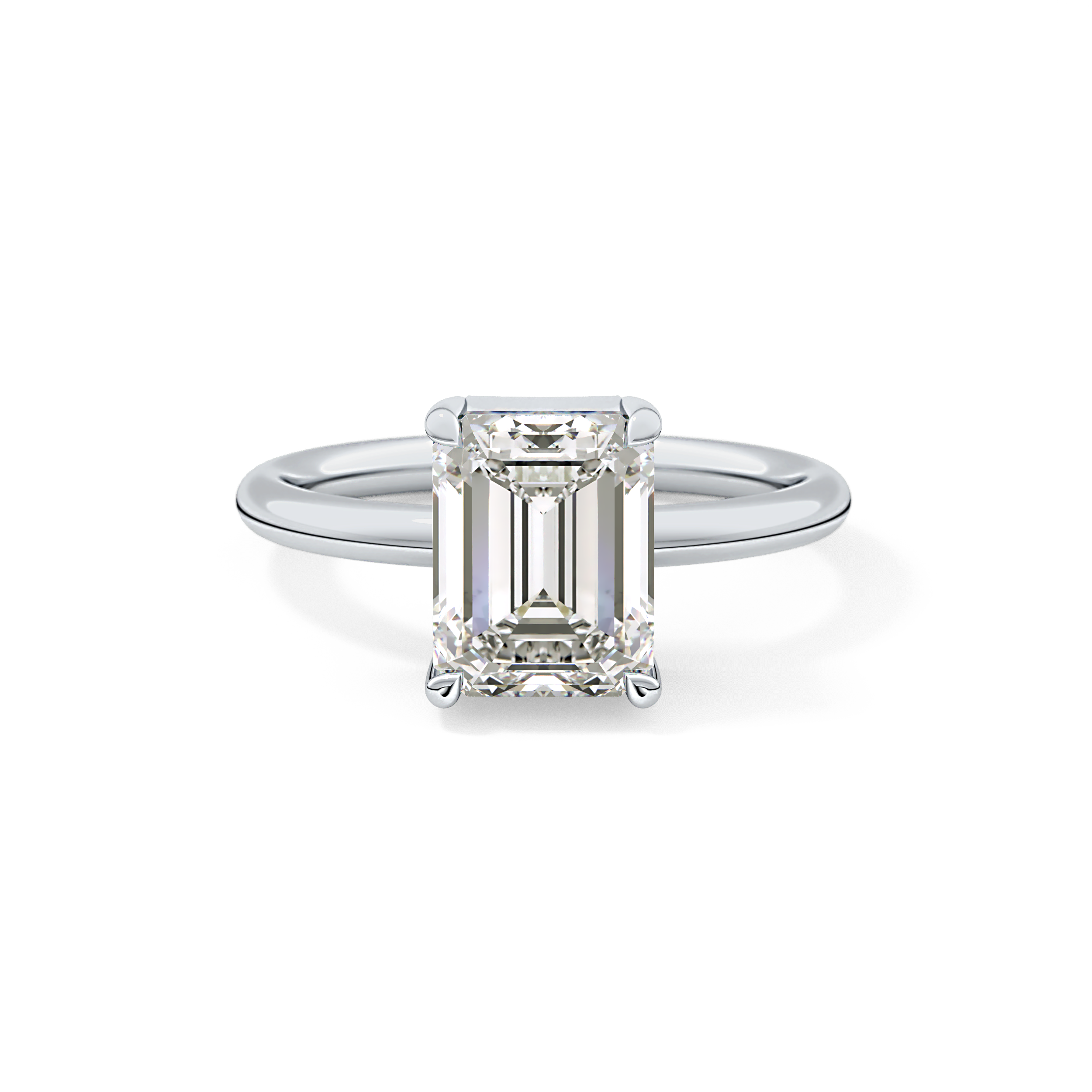 Emerald Solitaire Lab Grown Diamond Engagement Ring