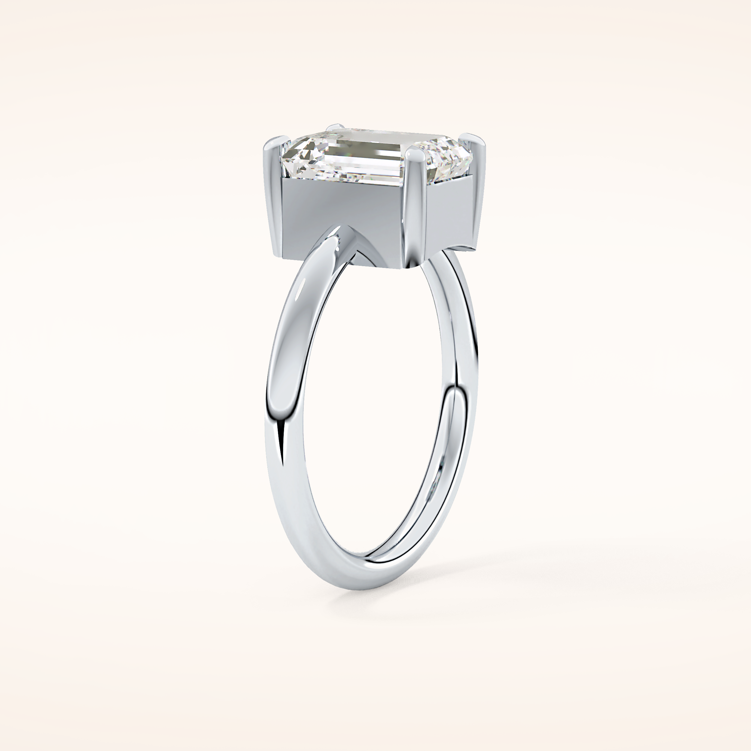 2.76 CT Emerald Shaped Solitaire Moissanite Engagement Ring