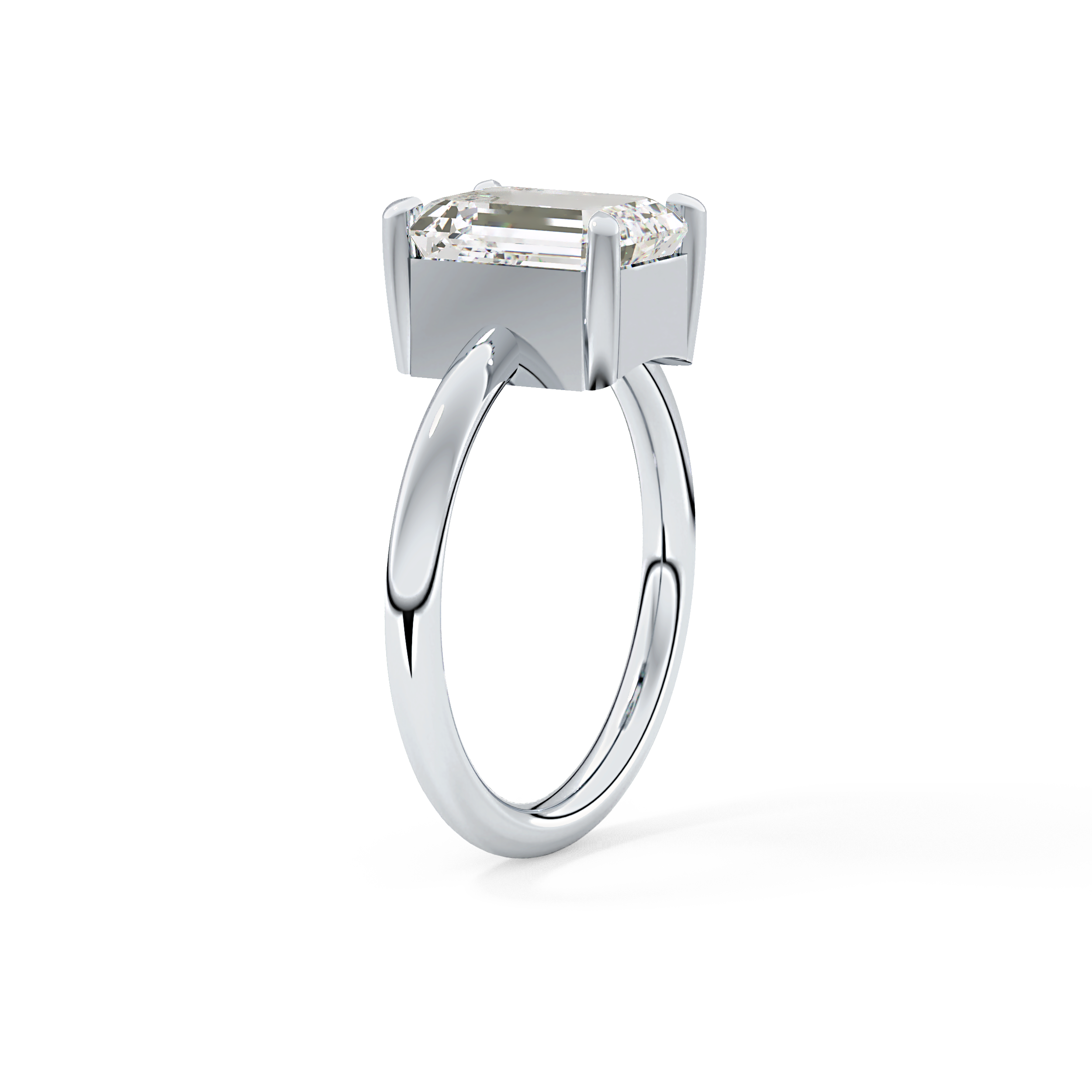 Emerald Solitaire Lab Grown Diamond Engagement Ring