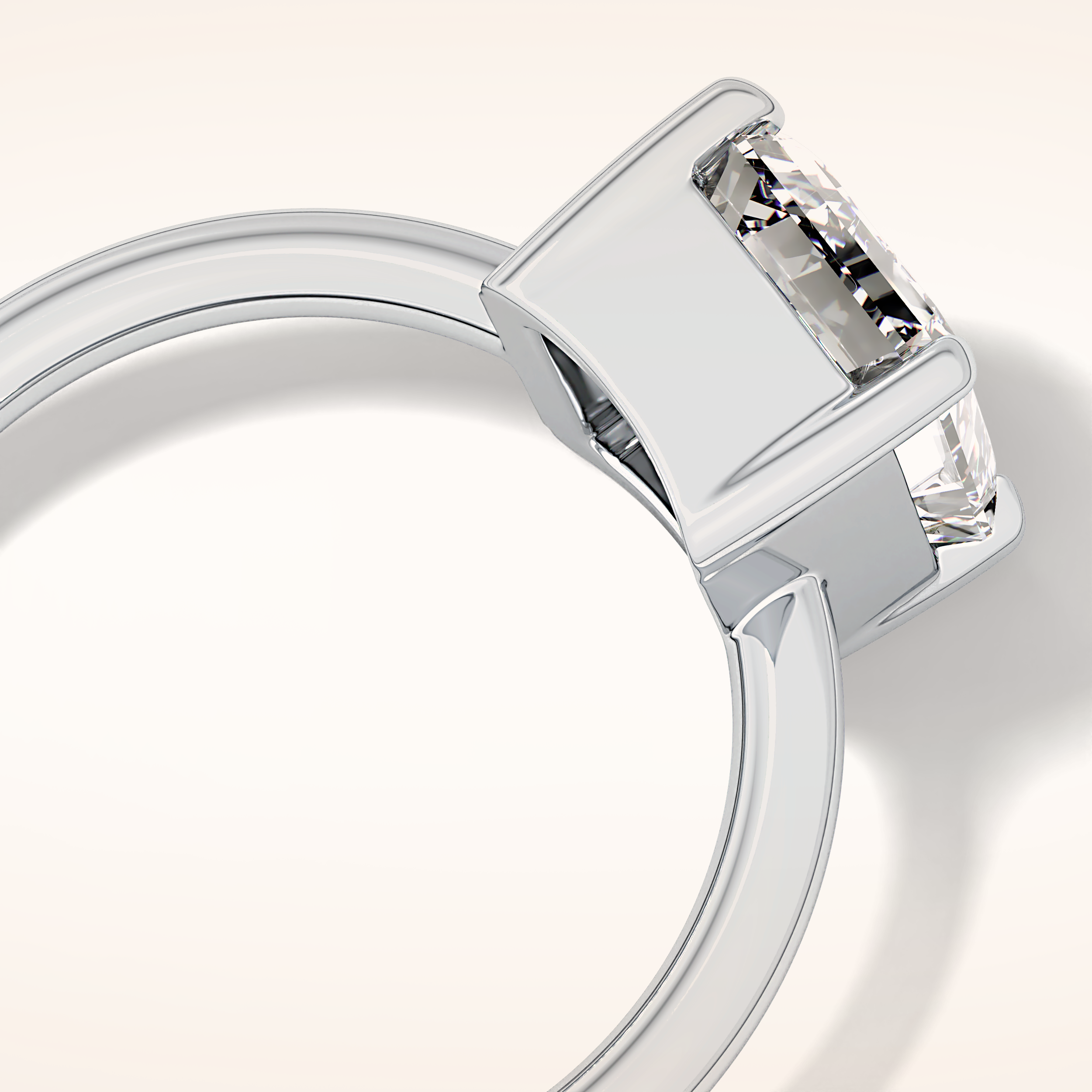 2.76 CT Emerald Shaped Solitaire Moissanite Engagement Ring