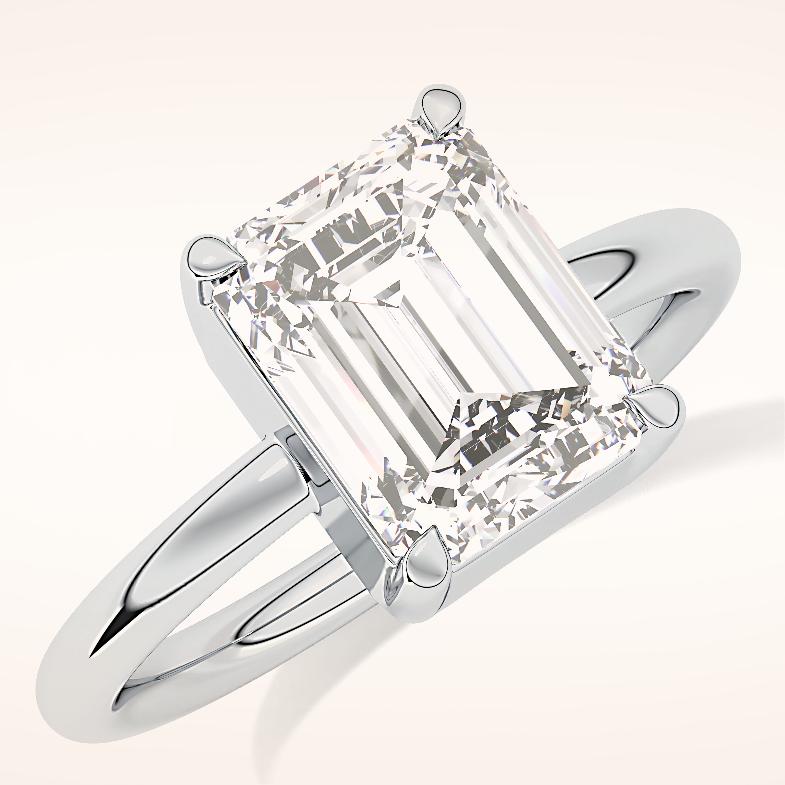 2.76 CT Emerald Shaped Solitaire Moissanite Engagement Ring