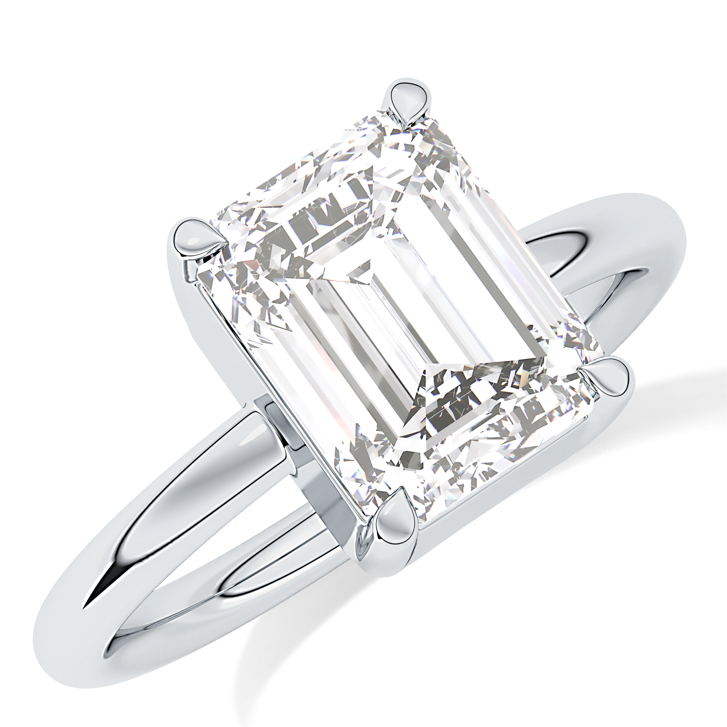 Emerald Solitaire Lab Grown Diamond Engagement Ring