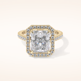 4.51 CT Radiant Shaped Pave & Hidden Halo Moissanite Engagement Ring