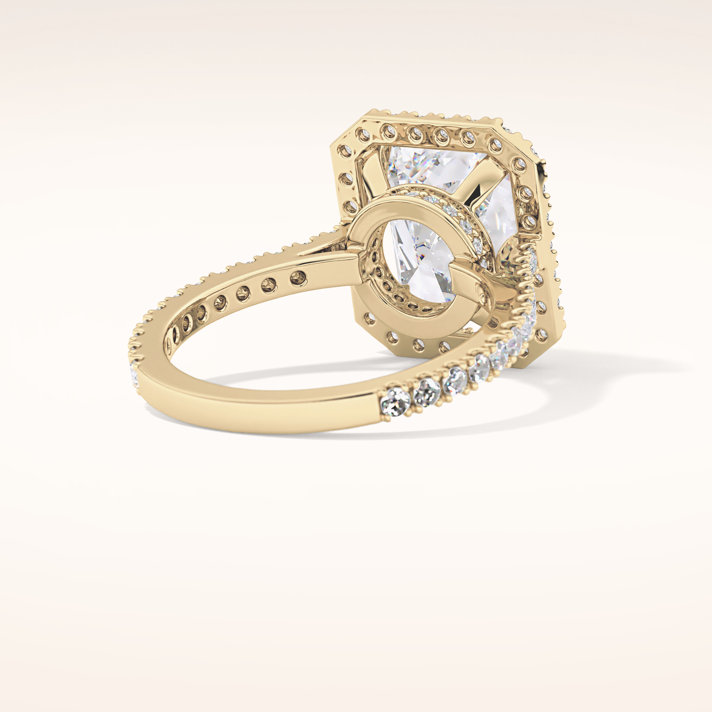4.51 CT Radiant Shaped Pave & Hidden Halo Moissanite Engagement Ring