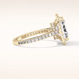 4.51 CT Radiant Shaped Pave & Hidden Halo Moissanite Engagement Ring