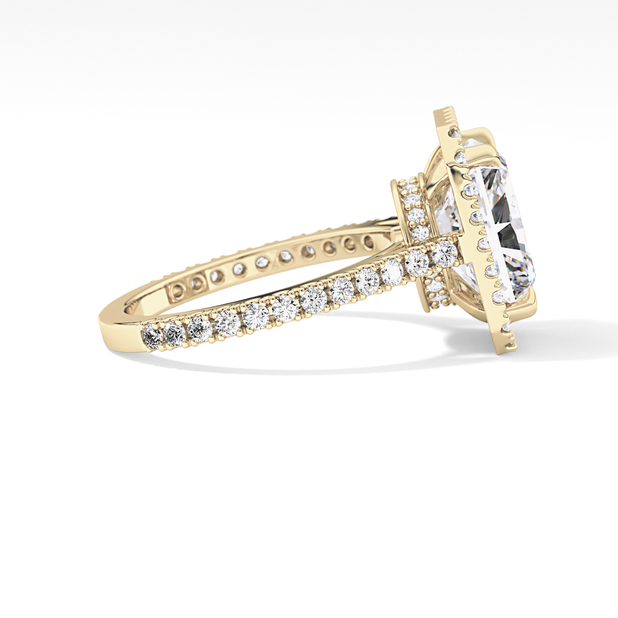 Radiant Halo & Pave Lab Grown Diamond Engagement Ring