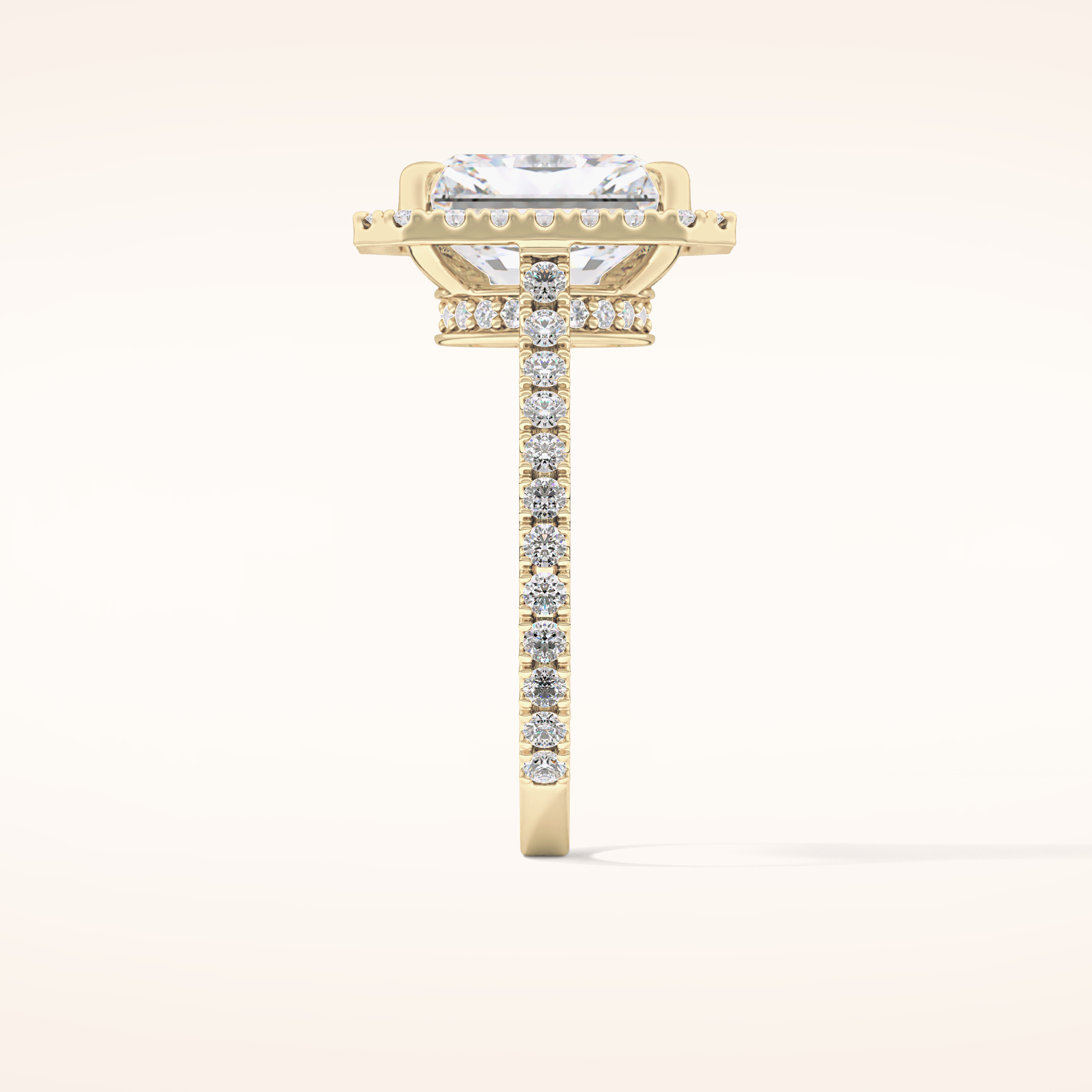4.51 CT Radiant Shaped Pave & Hidden Halo Moissanite Engagement Ring