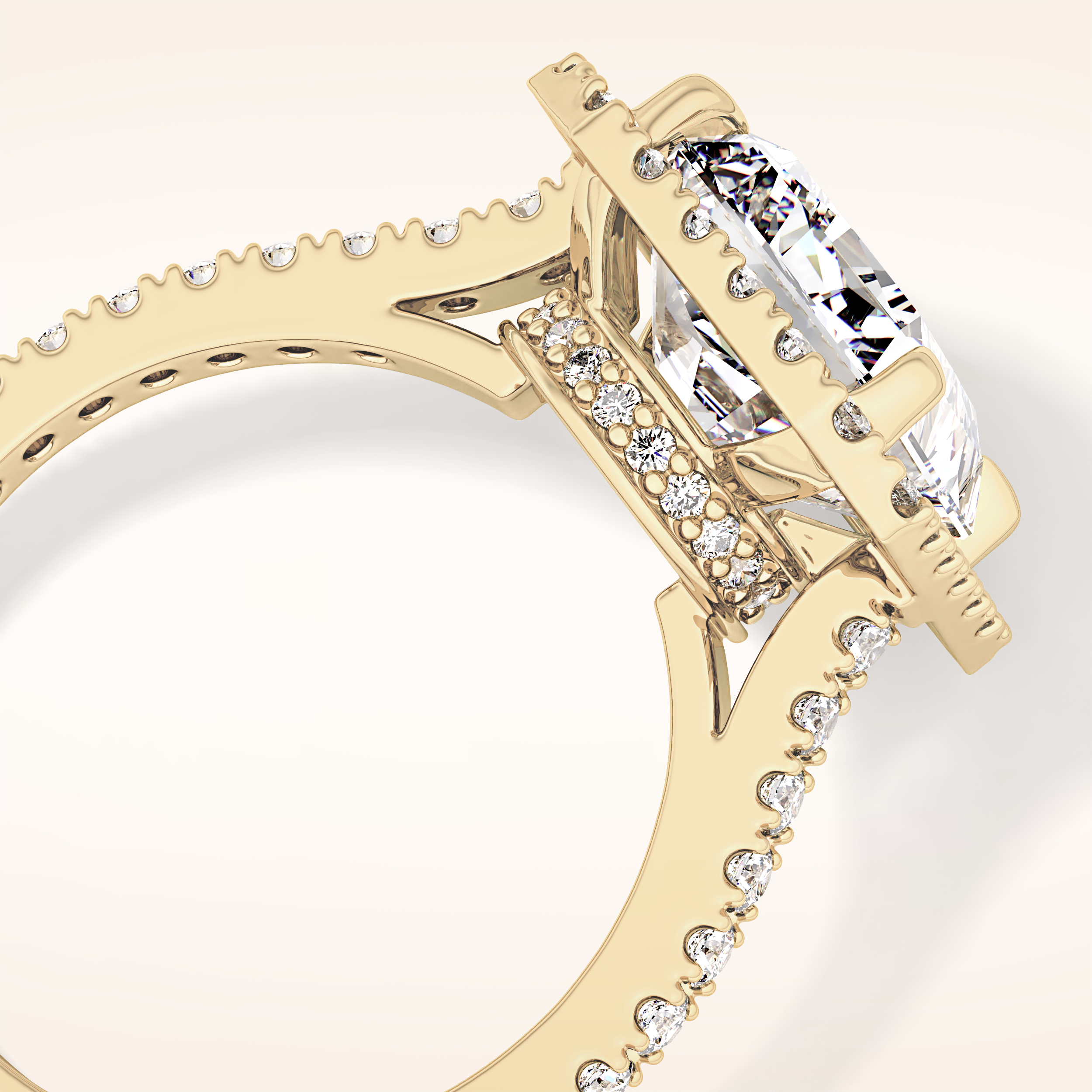 4.51 CT Radiant Shaped Pave & Hidden Halo Moissanite Engagement Ring