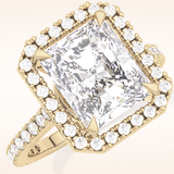4.51 CT Radiant Shaped Pave & Hidden Halo Moissanite Engagement Ring