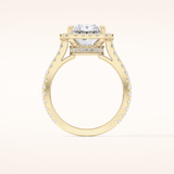 4.51 CT Radiant Shaped Pave & Hidden Halo Moissanite Engagement Ring