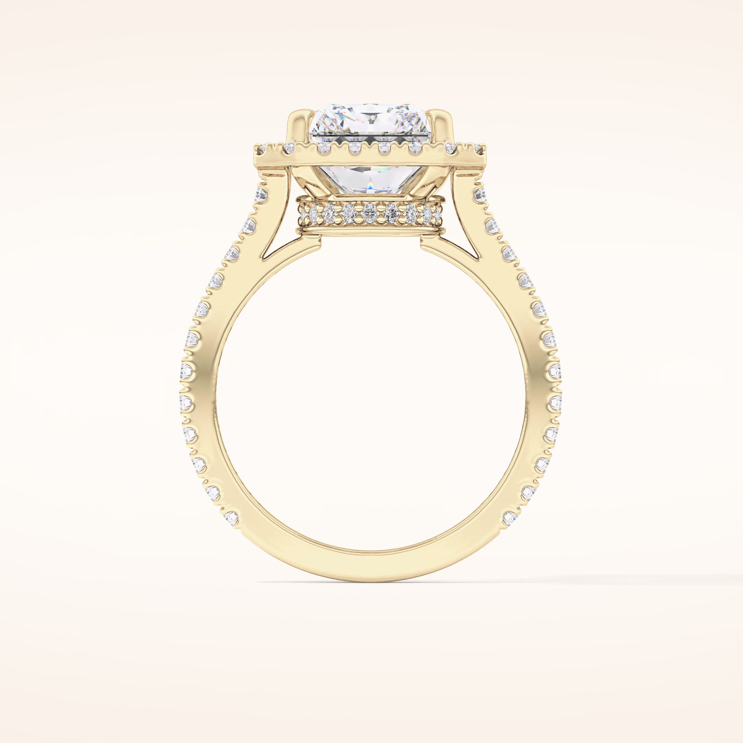 4.51 CT Radiant Shaped Pave & Hidden Halo Moissanite Engagement Ring