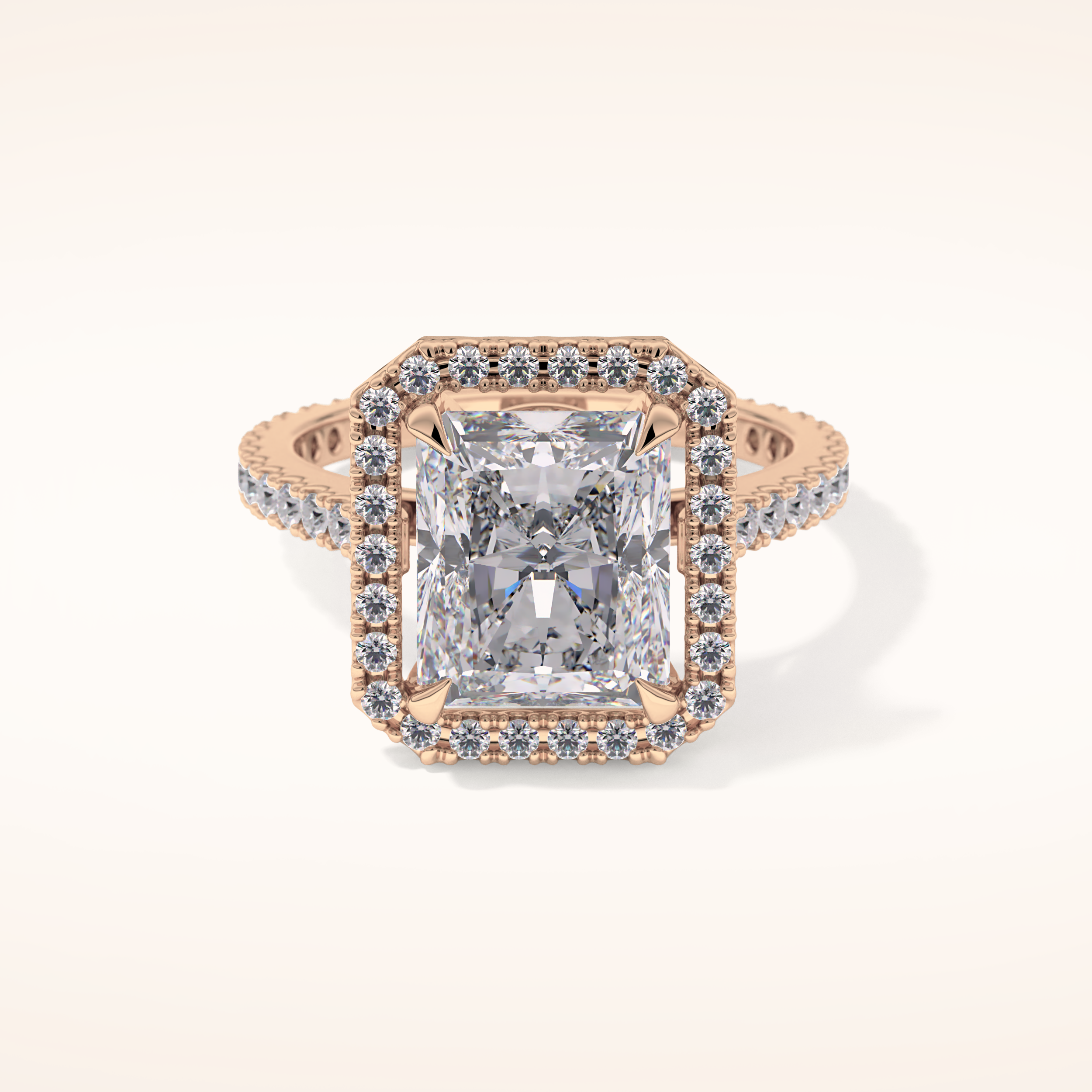 4.51 CT Radiant Shaped Pave & Hidden Halo Moissanite Engagement Ring