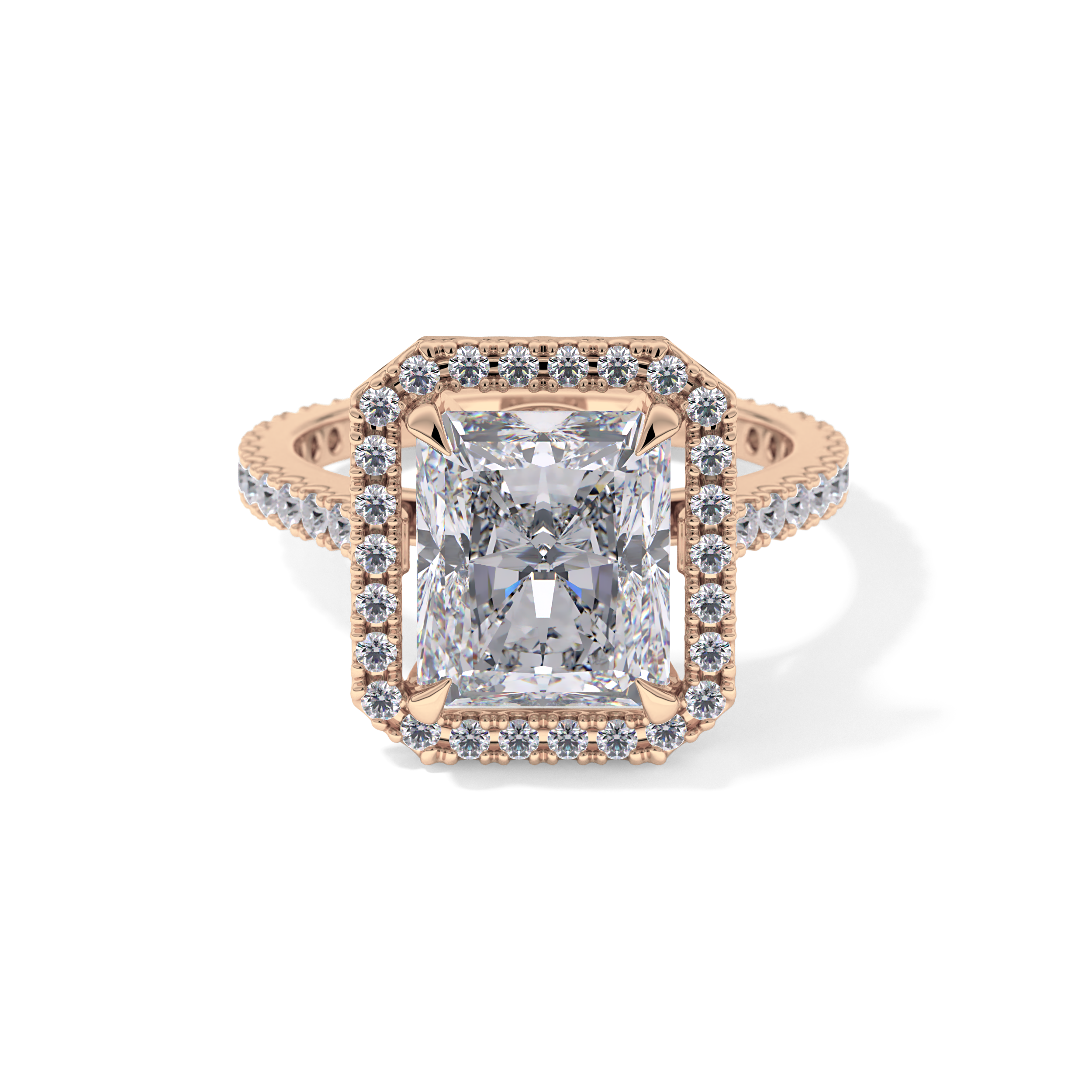 Radiant Halo & Pave Lab Grown Diamond Engagement Ring