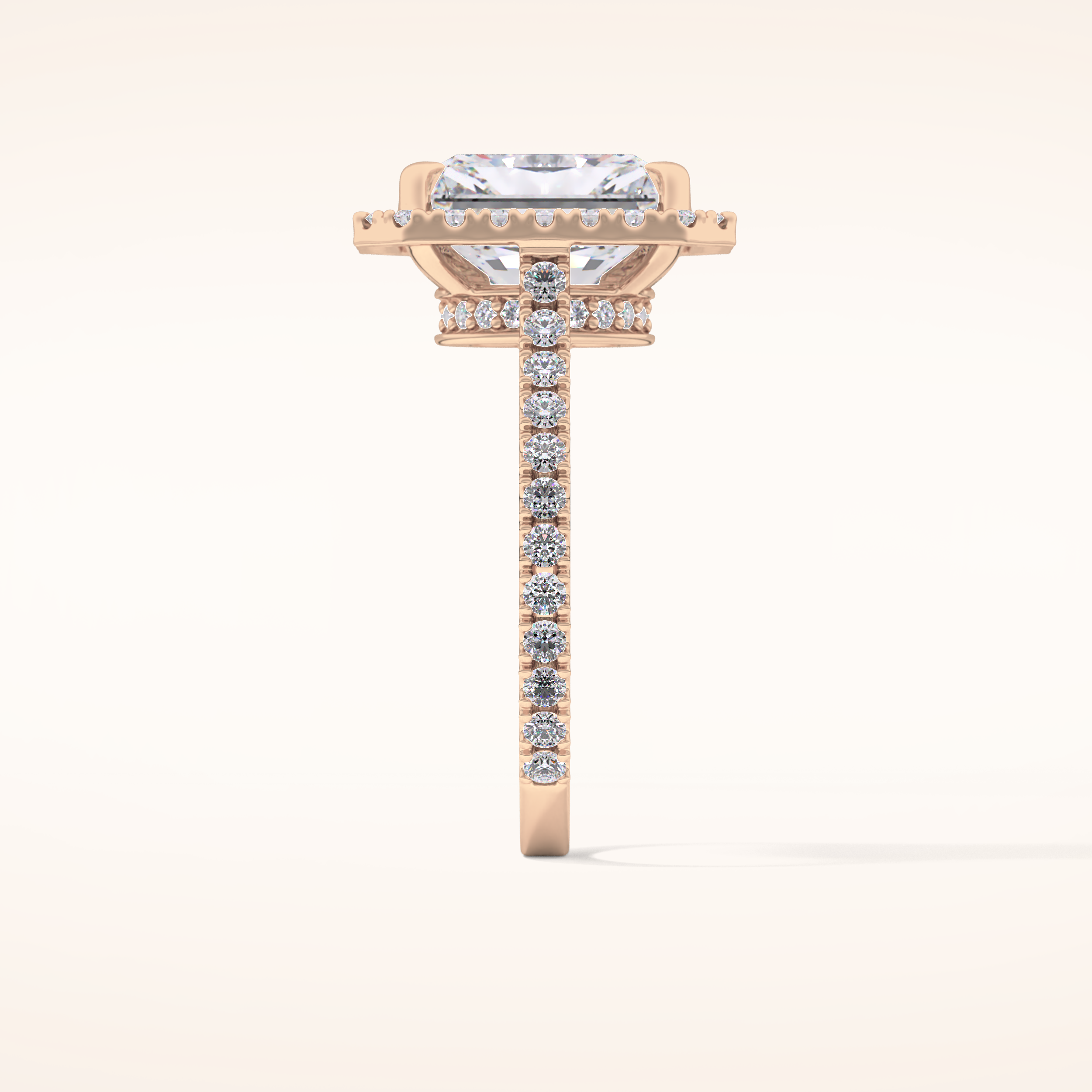 4.51 CT Radiant Shaped Pave & Hidden Halo Moissanite Engagement Ring