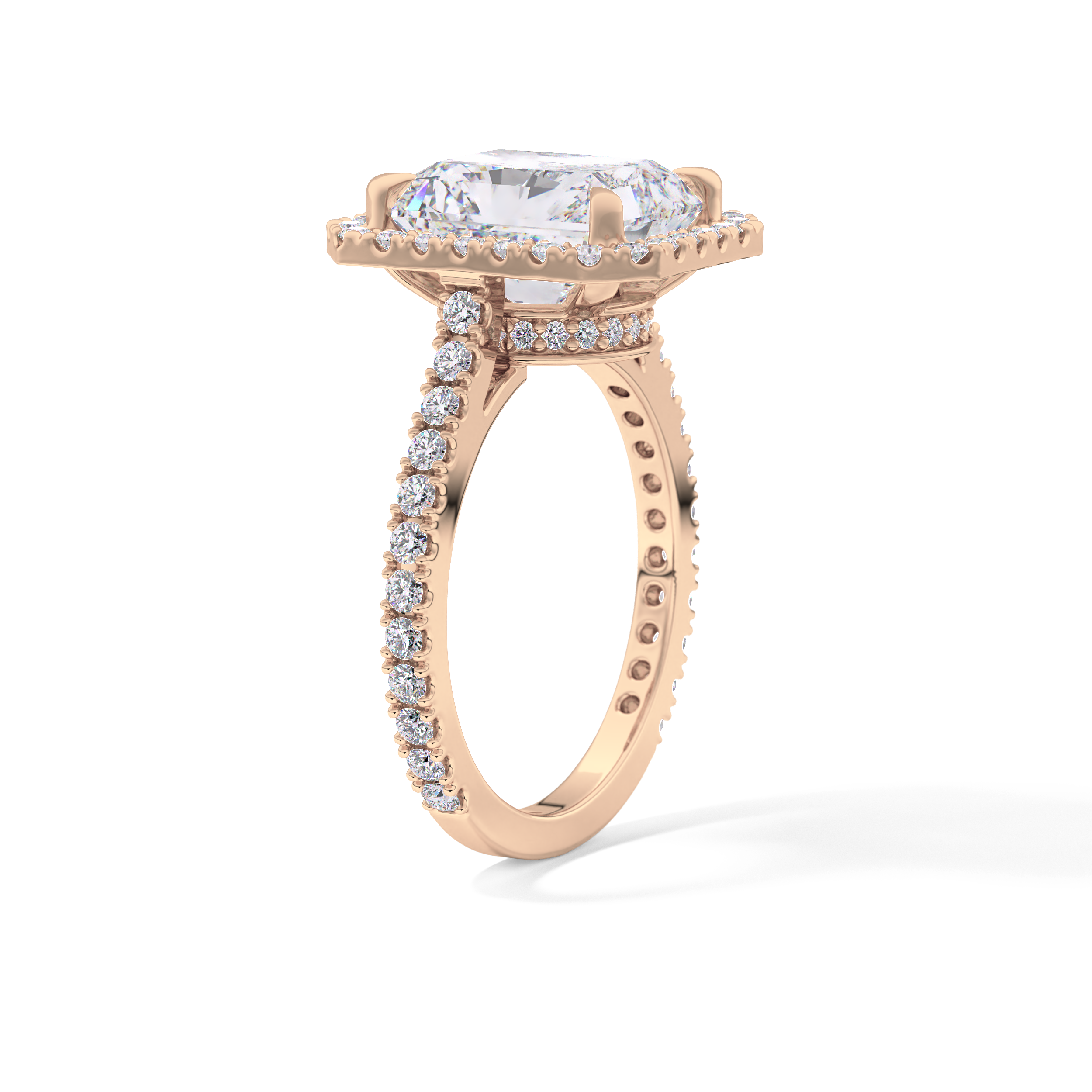 Radiant Halo & Pave Lab Grown Diamond Engagement Ring