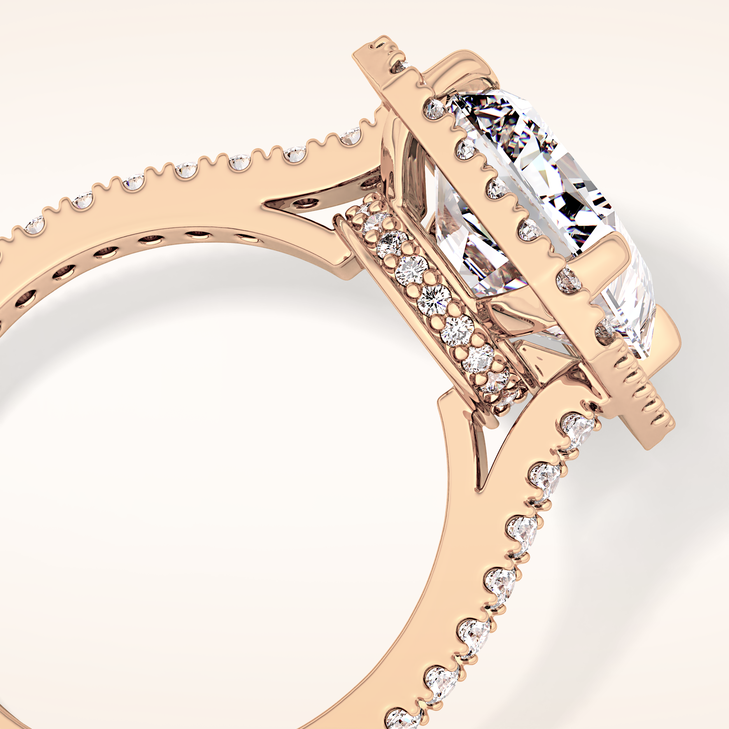 4.51 CT Radiant Shaped Pave & Hidden Halo Moissanite Engagement Ring
