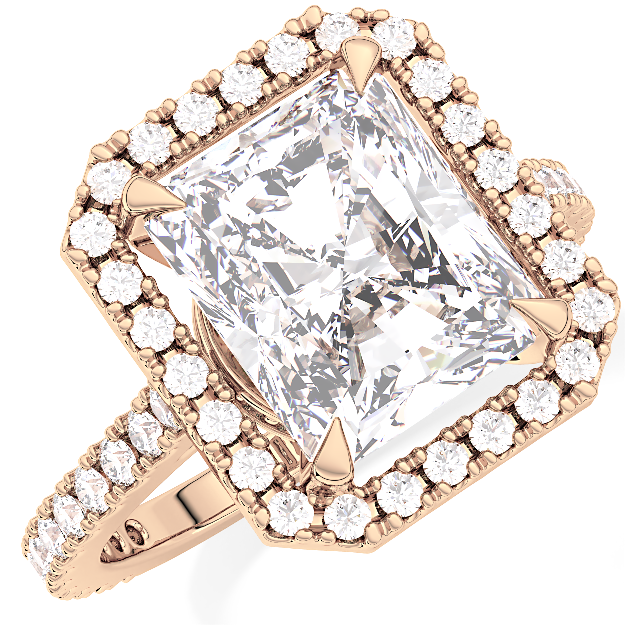 Radiant Halo & Pave Lab Grown Diamond Engagement Ring