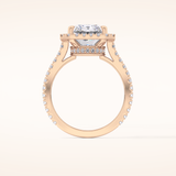 4.51 CT Radiant Shaped Pave & Hidden Halo Moissanite Engagement Ring
