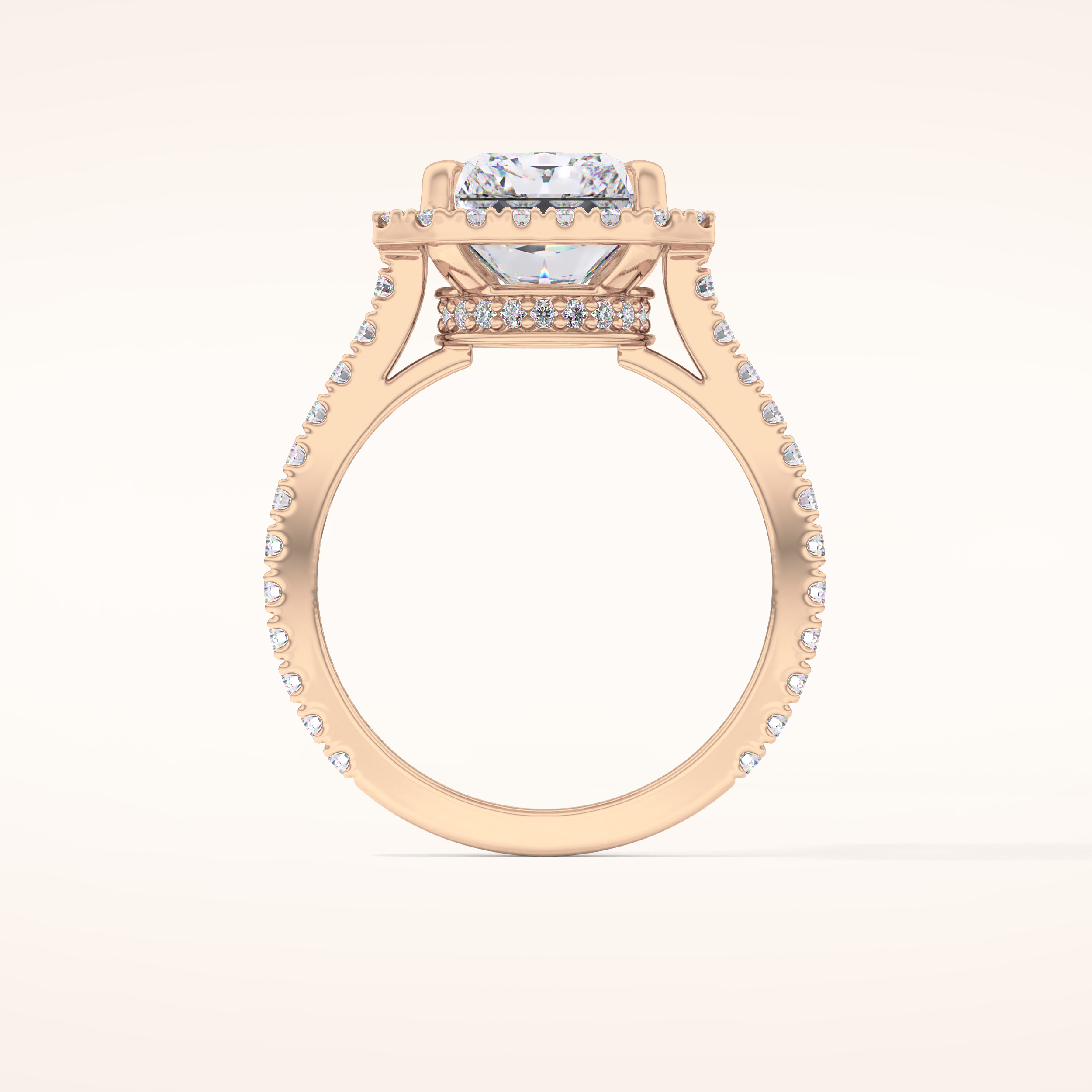 4.51 CT Radiant Shaped Pave & Hidden Halo Moissanite Engagement Ring