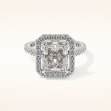 4.51 CT Radiant Shaped Pave & Hidden Halo Moissanite Engagement Ring