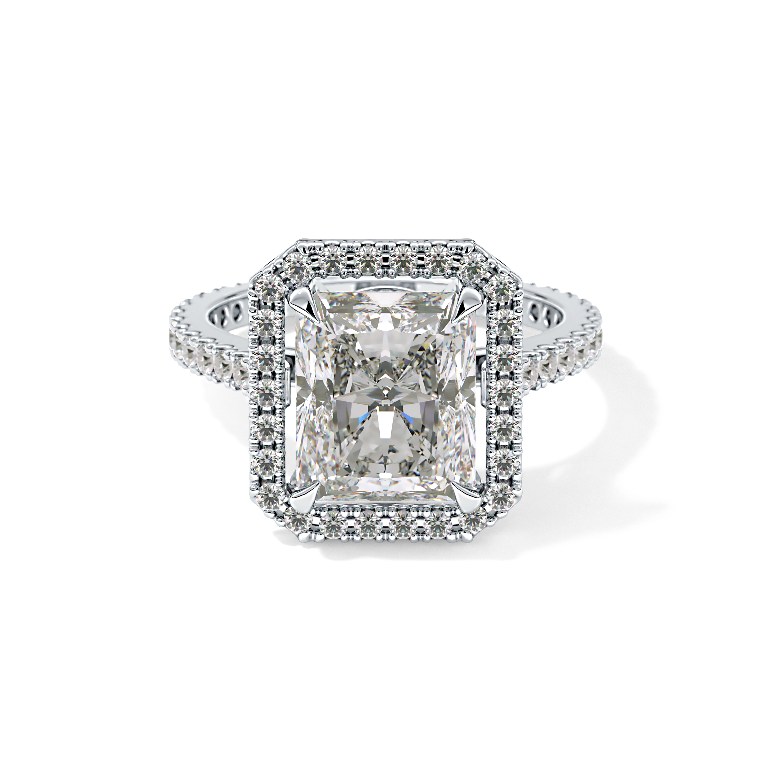 Radiant Halo & Pave Lab Grown Diamond Engagement Ring
