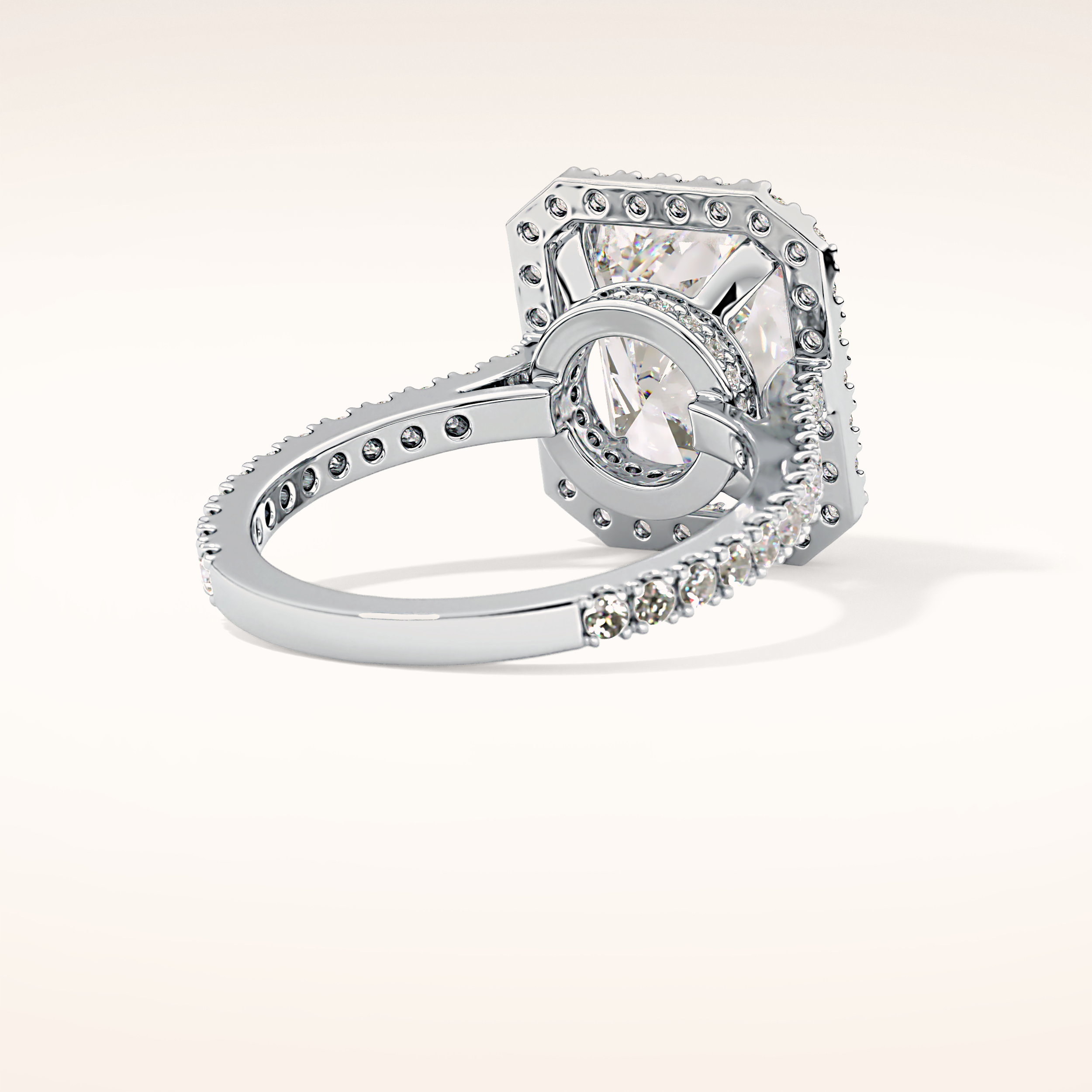 4.51 CT Radiant Shaped Pave & Hidden Halo Moissanite Engagement Ring