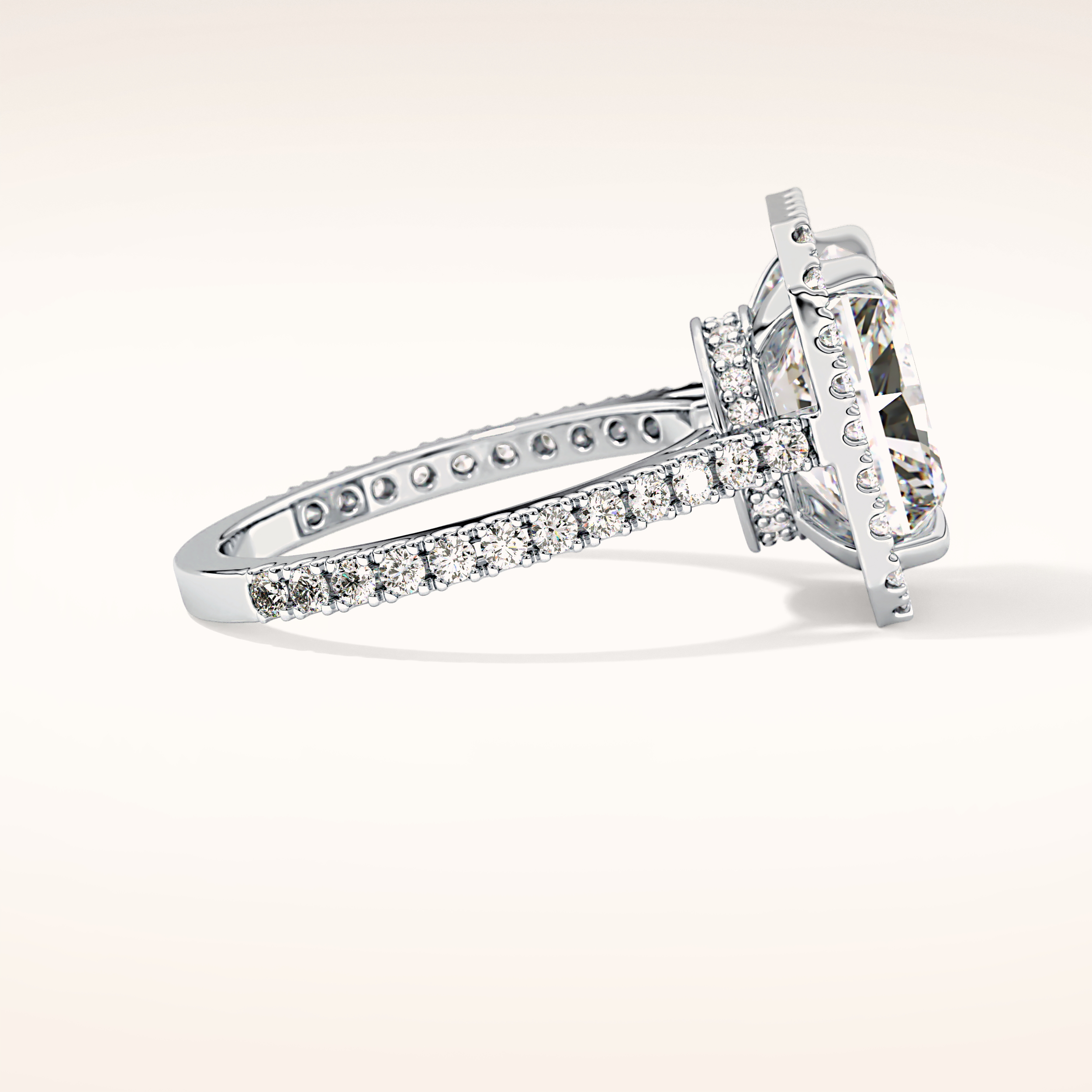 4.51 CT Radiant Shaped Pave & Hidden Halo Moissanite Engagement Ring