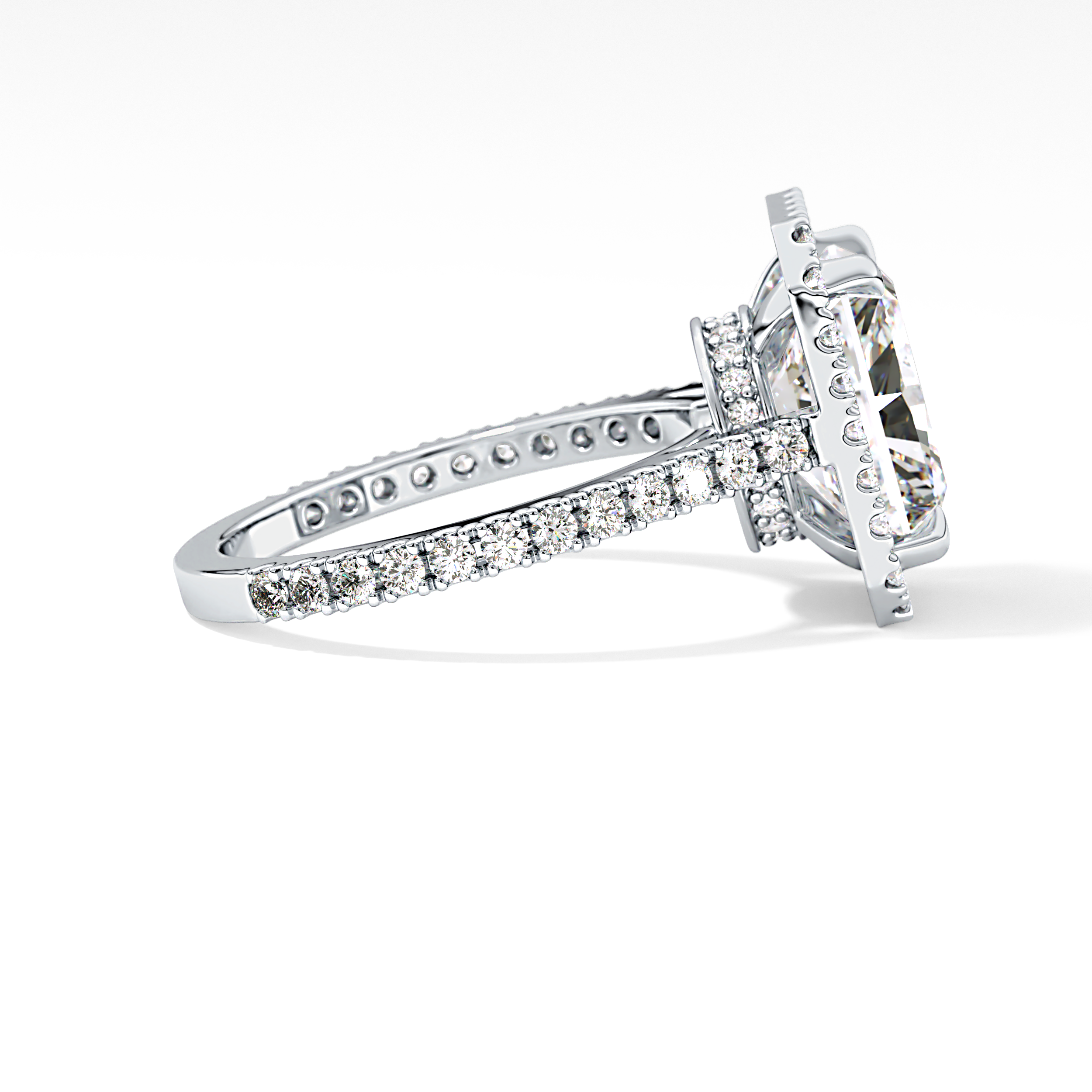 Radiant Halo & Pave Lab Grown Diamond Engagement Ring