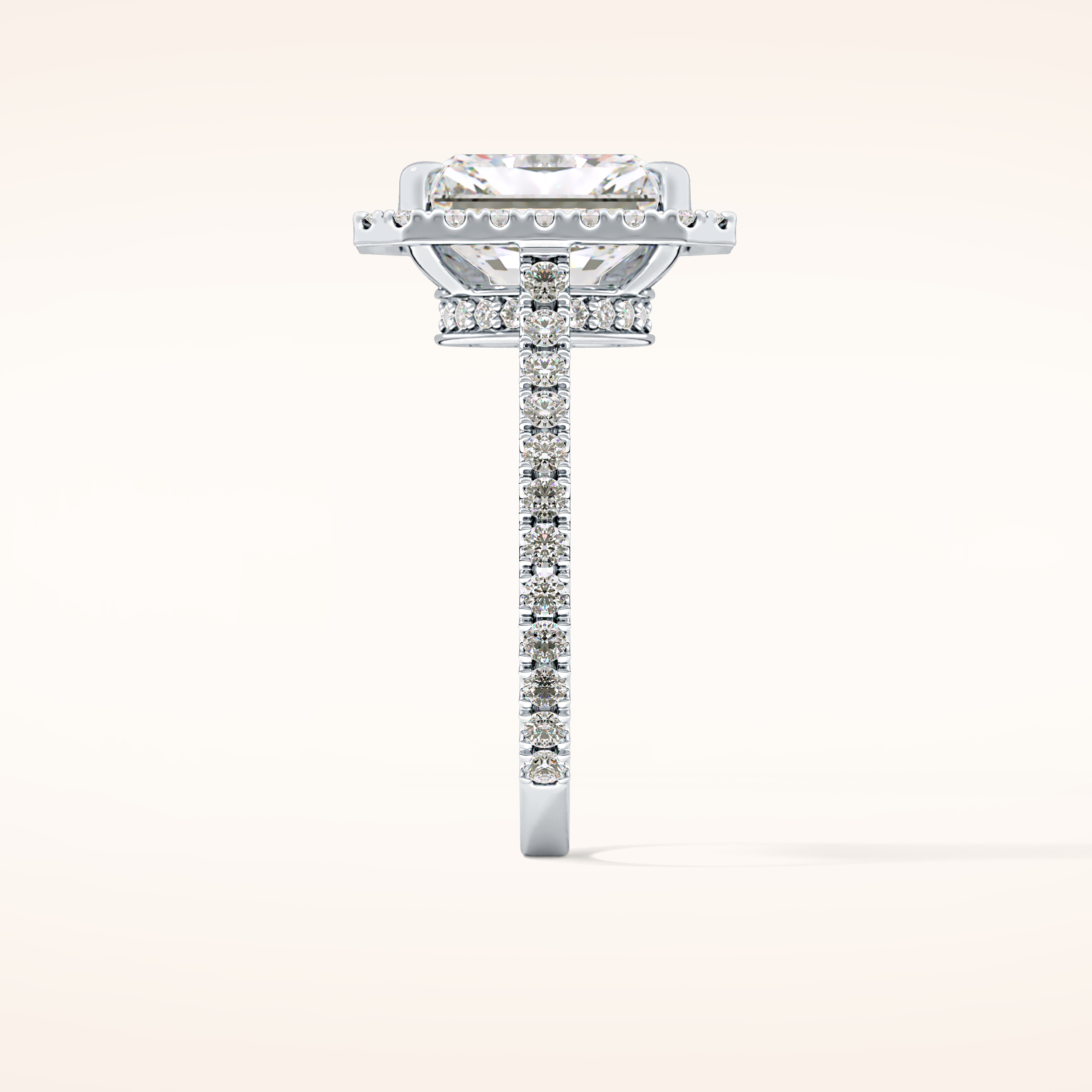 4.51 CT Radiant Shaped Pave & Hidden Halo Moissanite Engagement Ring