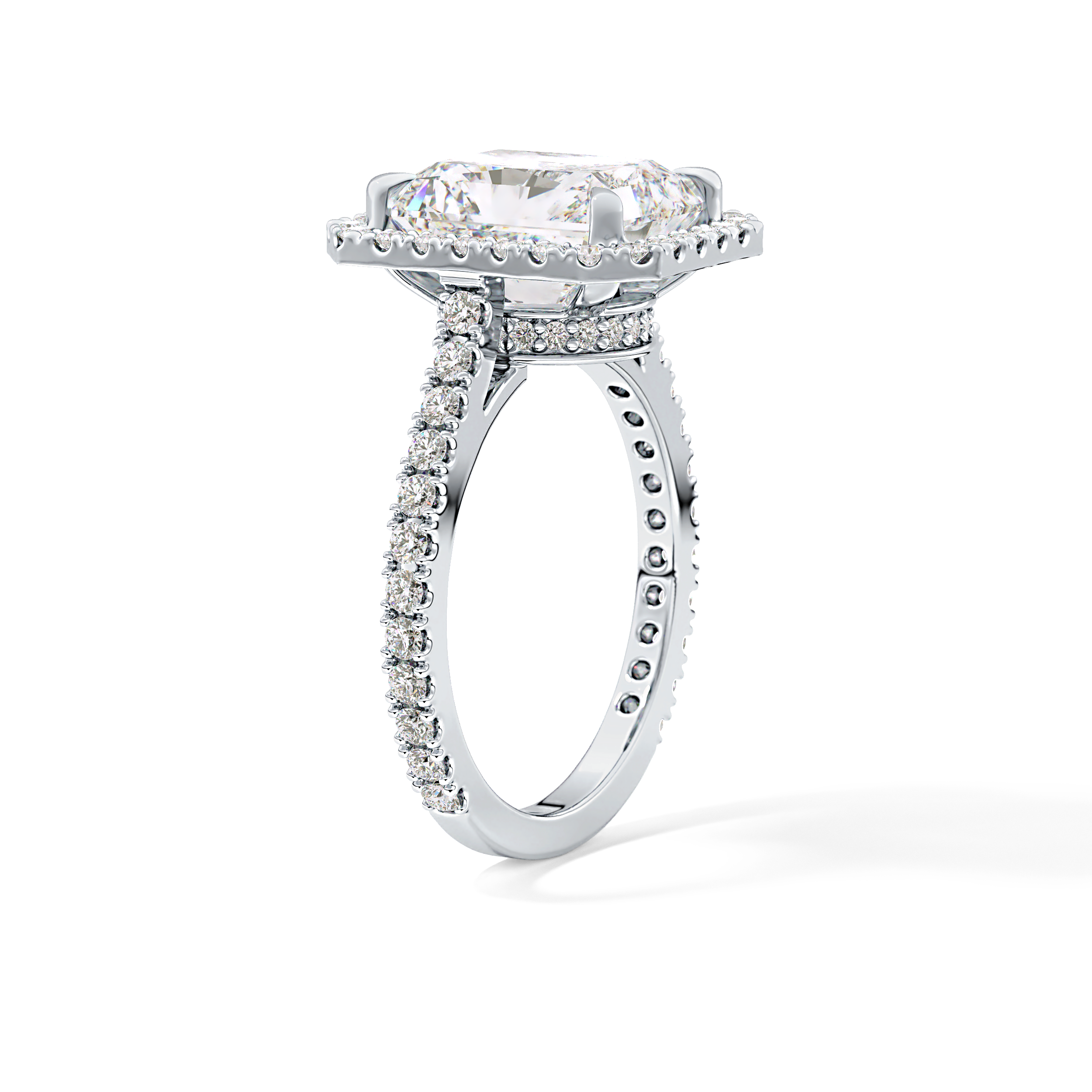 Radiant Halo & Pave Lab Grown Diamond Engagement Ring