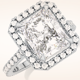 4.51 CT Radiant Shaped Pave & Hidden Halo Moissanite Engagement Ring