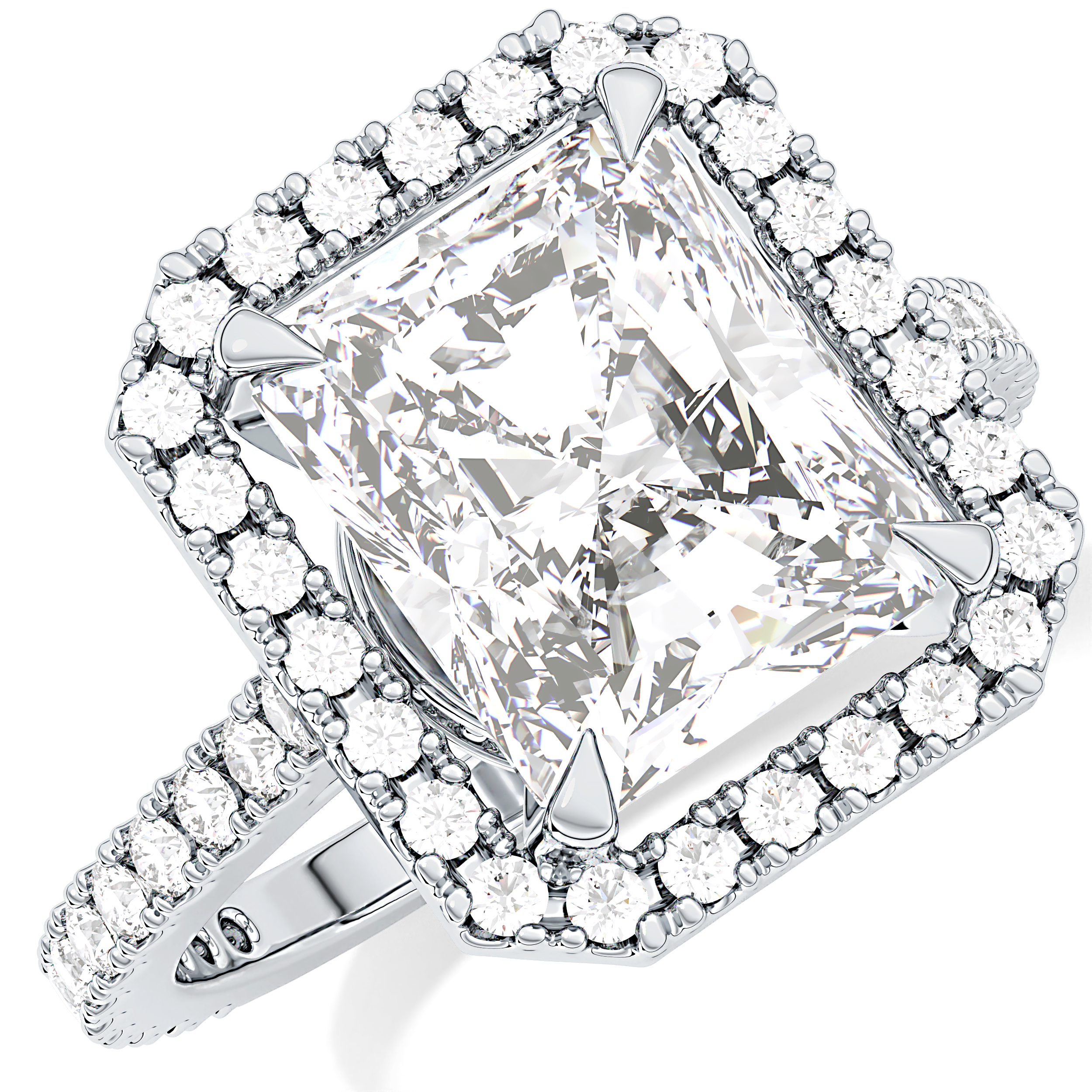 Radiant Halo & Pave Lab Grown Diamond Engagement Ring