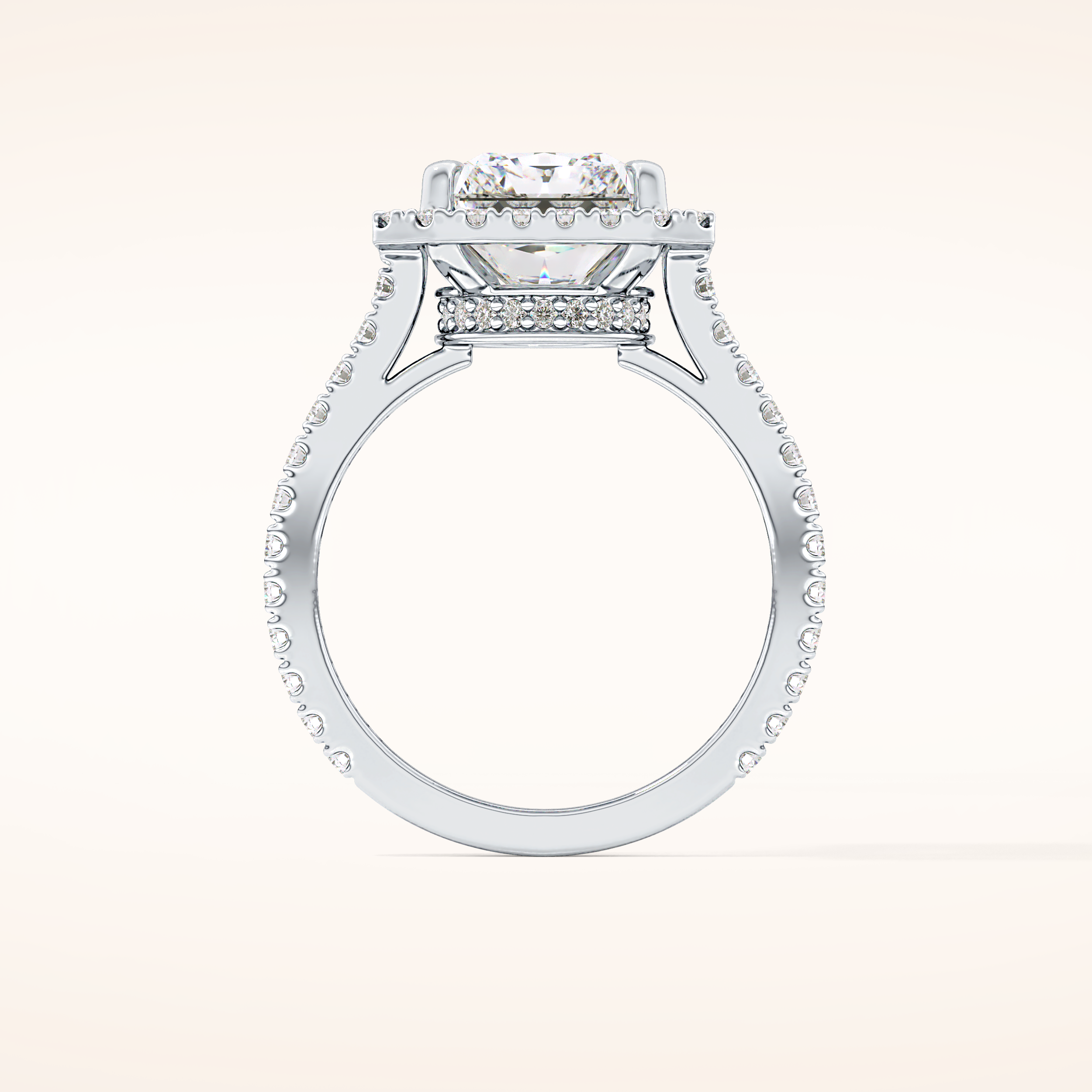 4.51 CT Radiant Shaped Pave & Hidden Halo Moissanite Engagement Ring