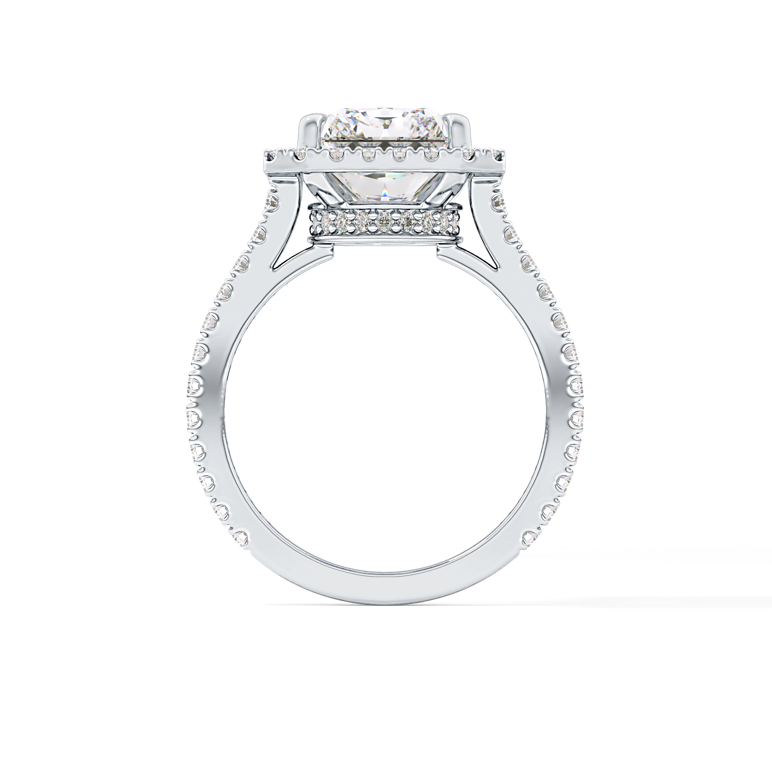 Radiant Halo & Pave Lab Grown Diamond Engagement Ring