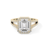 Emerald Halo & Split Shank Pave Lab Grown Diamond Engagement Ring
