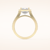 3.1 CT Emerald Shaped Split Shank & Halo Moissanite Engagement Ring