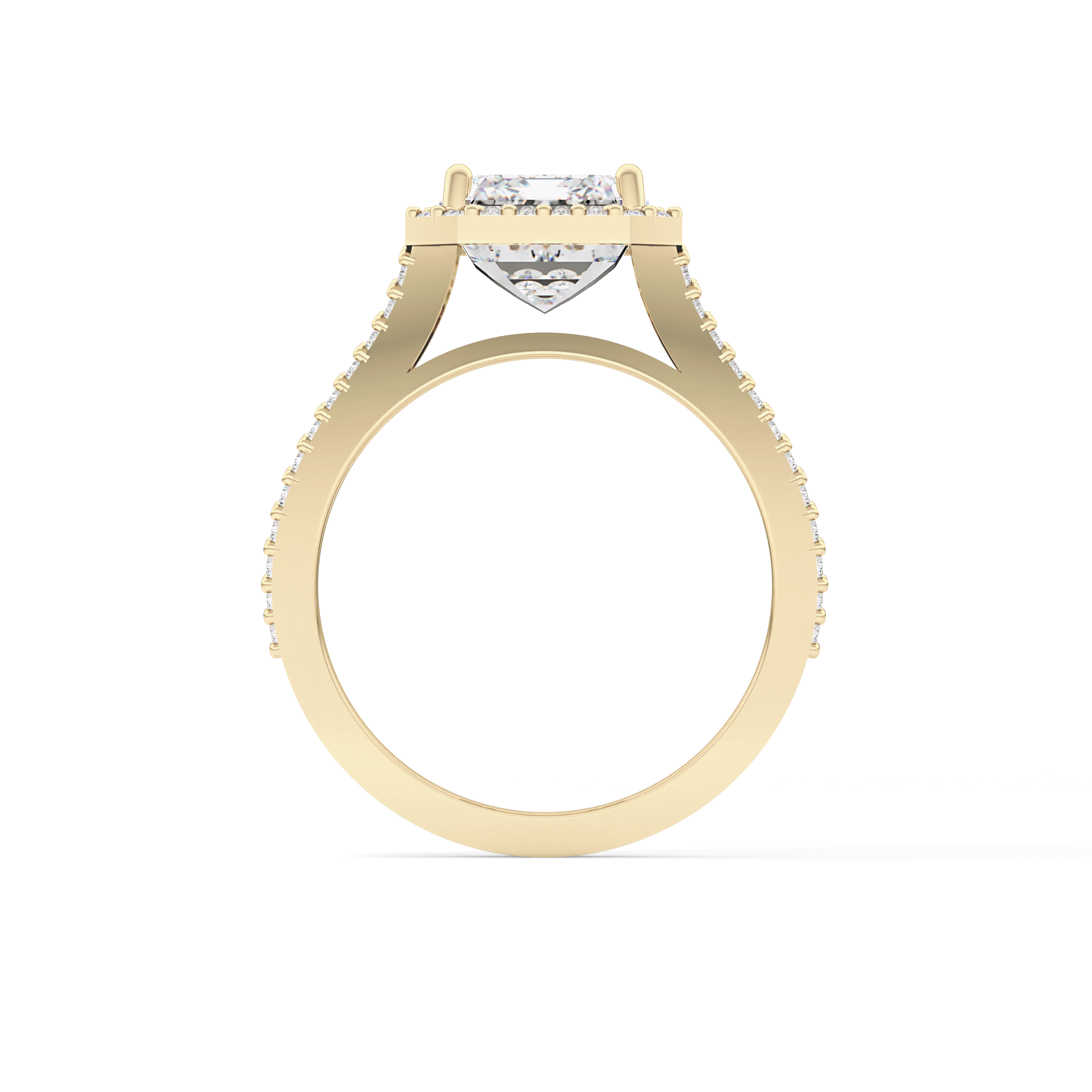 Emerald Halo & Split Shank Pave Lab Grown Diamond Engagement Ring