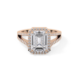 Emerald Halo & Split Shank Pave Lab Grown Diamond Engagement Ring