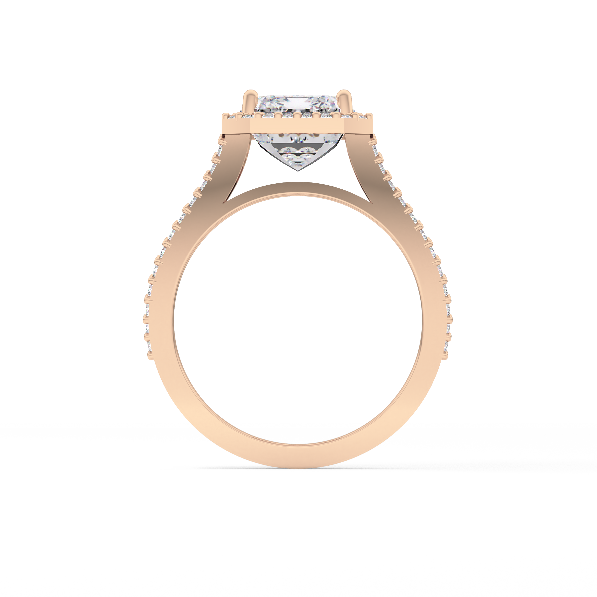 Emerald Halo & Split Shank Pave Lab Grown Diamond Engagement Ring