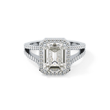 Emerald Halo & Split Shank Pave Lab Grown Diamond Engagement Ring