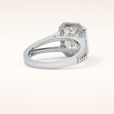 3.1 CT Emerald Shaped Split Shank & Halo Moissanite Engagement Ring