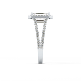 Emerald Halo & Split Shank Pave Lab Grown Diamond Engagement Ring