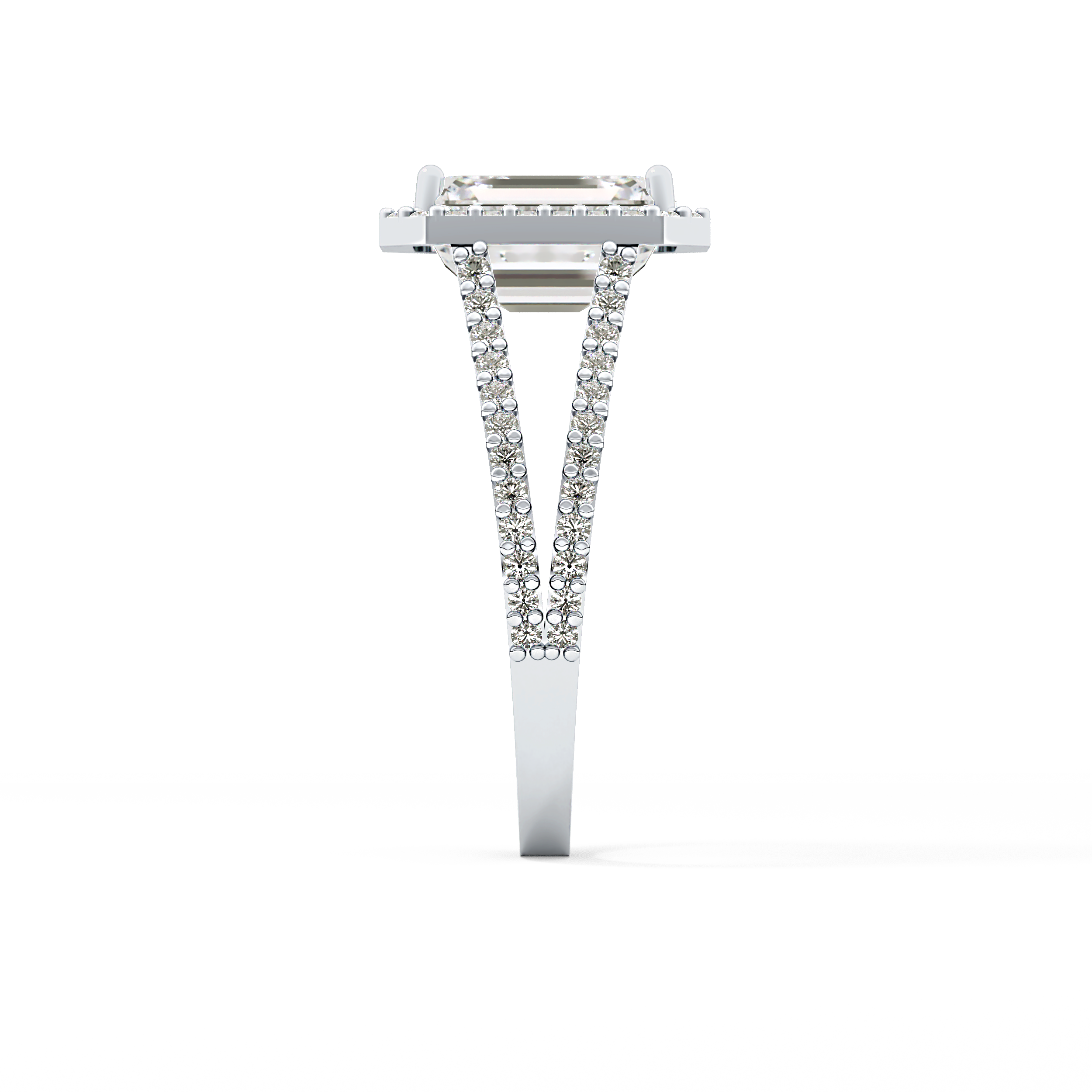 Emerald Halo & Split Shank Pave Lab Grown Diamond Engagement Ring