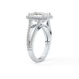 Emerald Halo & Split Shank Pave Lab Grown Diamond Engagement Ring