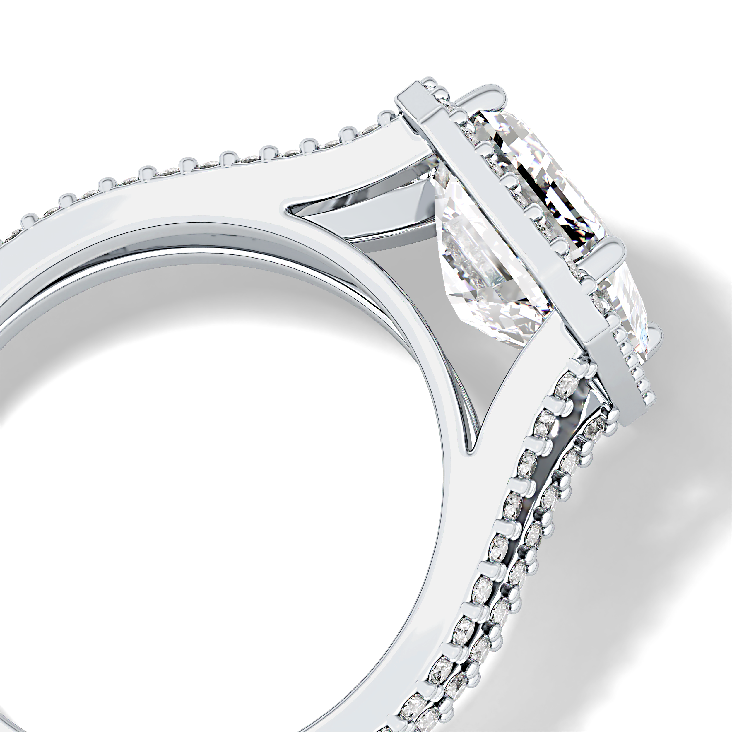 Emerald Halo & Split Shank Pave Lab Grown Diamond Engagement Ring