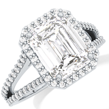 Emerald Halo & Split Shank Pave Lab Grown Diamond Engagement Ring