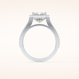 3.1 CT Emerald Shaped Split Shank & Halo Moissanite Engagement Ring