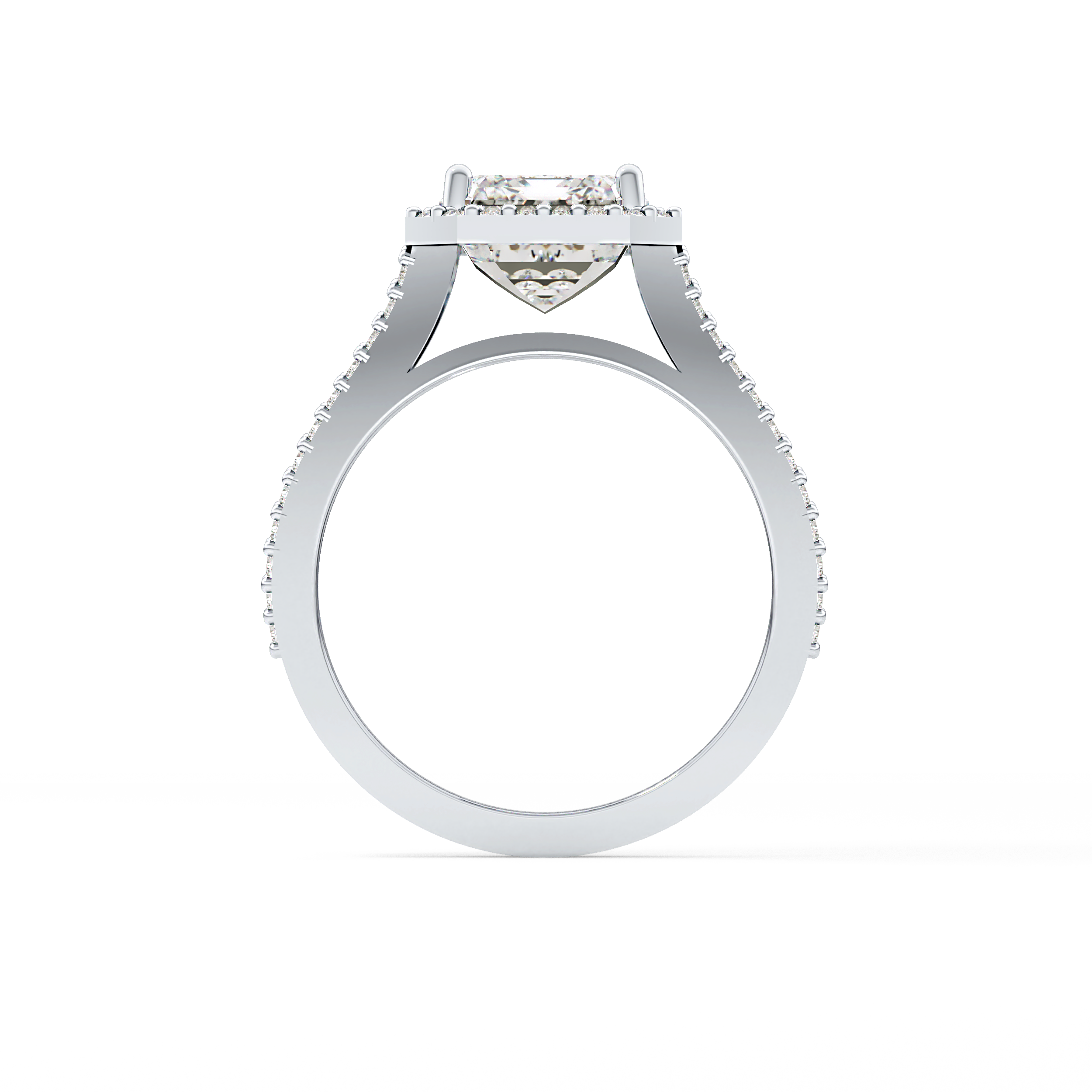Emerald Halo & Split Shank Pave Lab Grown Diamond Engagement Ring