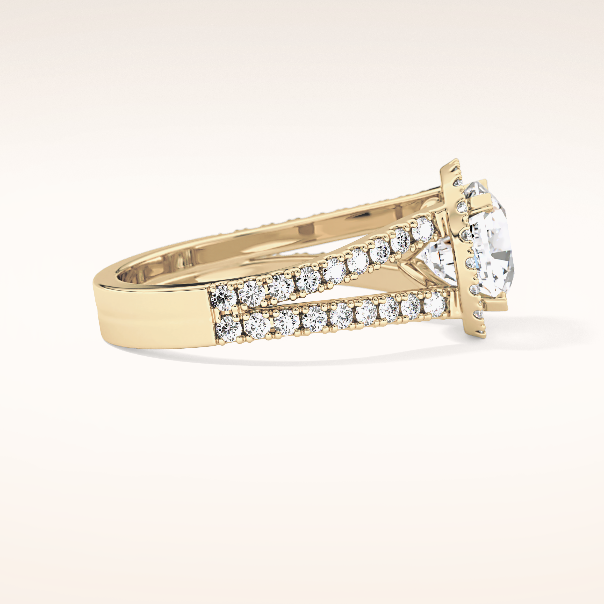 3.28 CT Cushion Shaped Split Shank & Halo Moissanite Engagement Ring