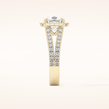 3.28 CT Cushion Shaped Split Shank & Halo Moissanite Engagement Ring